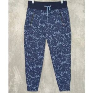 Athleta Trekkie North Floral Print Mid Rise Ankle Jogger Pants Blue Size 6
